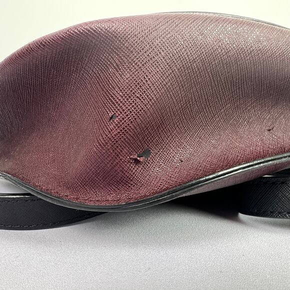 Calvin Klein Two Tone Maroon Black Crossbody Handbag with Strap 8.5 inch - Picture 11 of 16